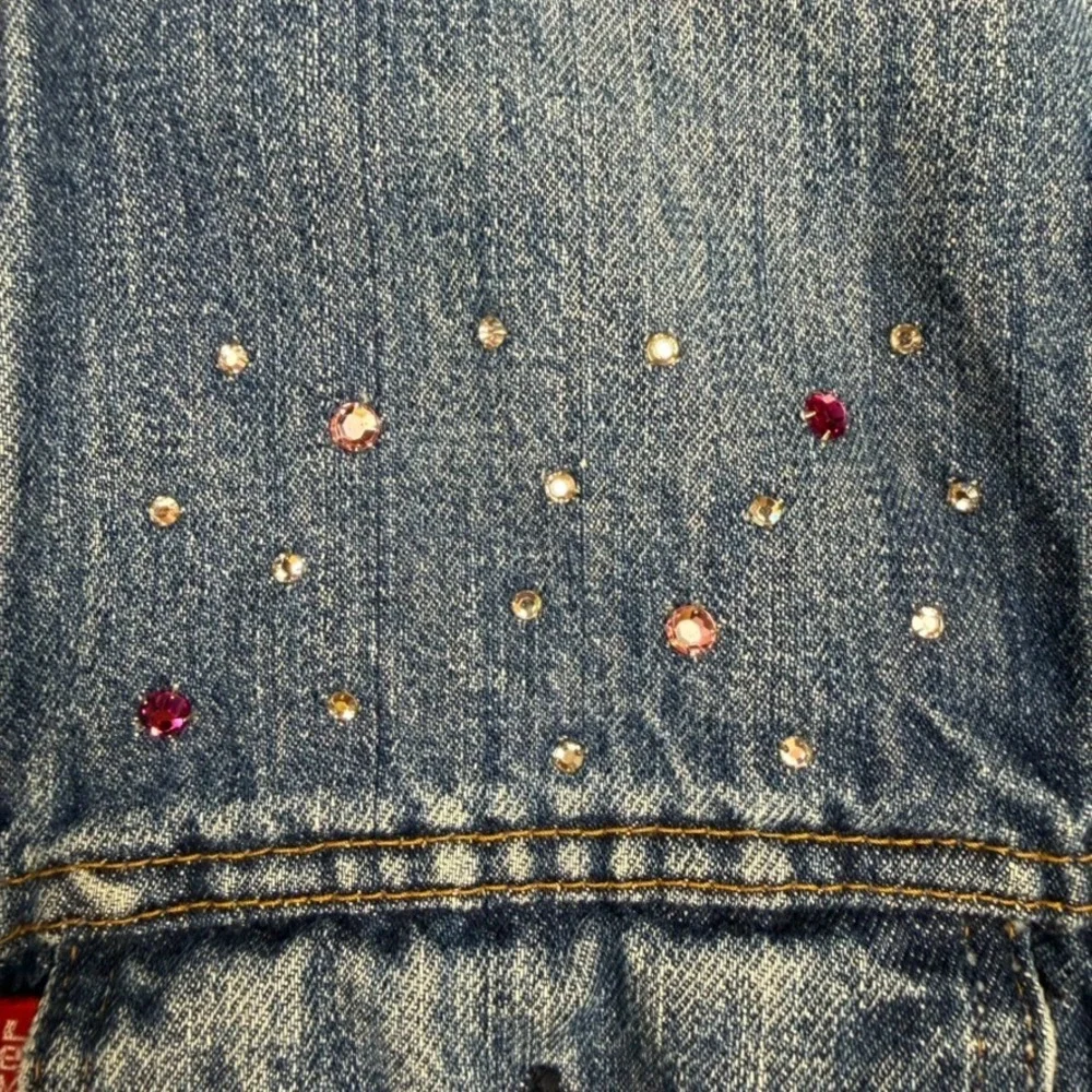 VTG Levis Type III‎ Rhinestone Bedazzled Denim Jacket Made USA 524 L